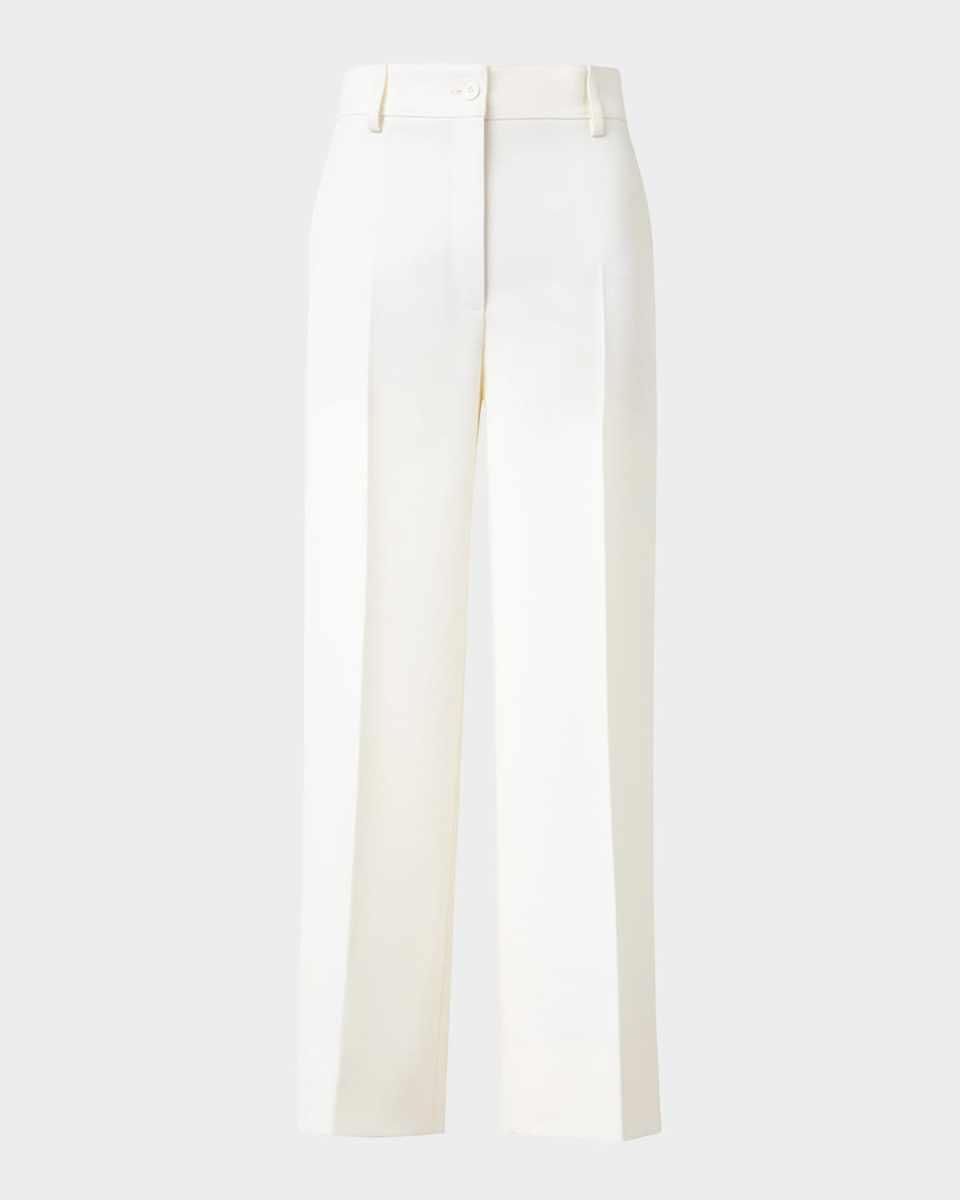 Chiara Wool Tricotine Wide-Leg Ankle Pants